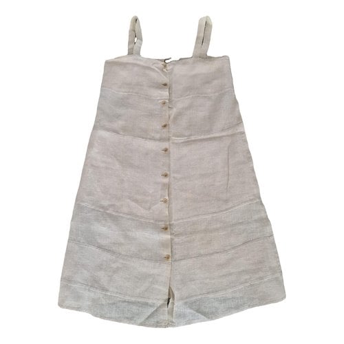 Pre-owned Fendi Linen Mini Dress In Beige