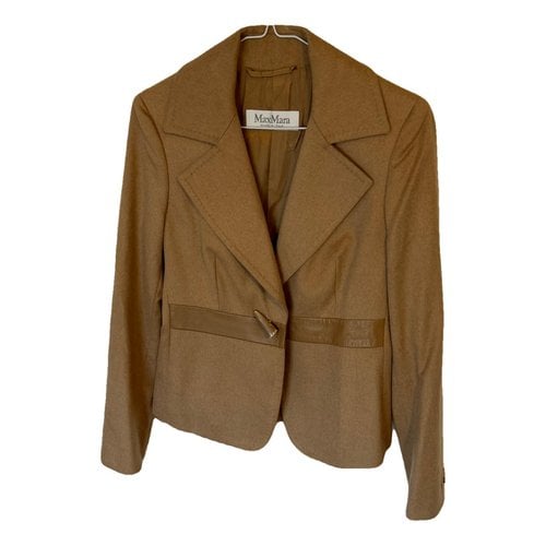 Pre-owned Max Mara Leather Blazer In Camel