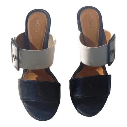 Pre-owned Fendi Patent Leather Mules & Clogs In Black
