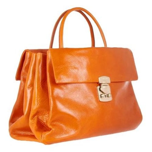 Pre-owned Miu Miu Madras Leather Handbag In Orange