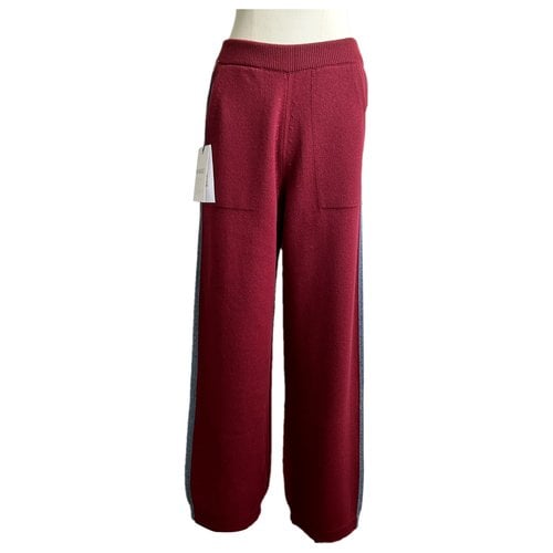 Pre-owned Barrie Cashmere Large Pants In Burgundy