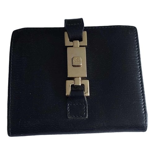 Pre-owned Gucci Jackie Vintage Leather Wallet In Black