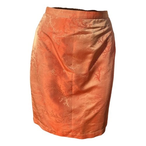 Pre-owned Mugler Silk Mid-length Skirt In Orange
