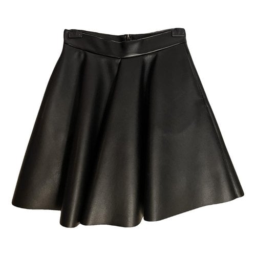Pre-owned Msgm Vegan Leather Mini Skirt In Black
