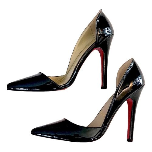 Pre-owned Christian Louboutin Iriza Patent Leather Heels In Black