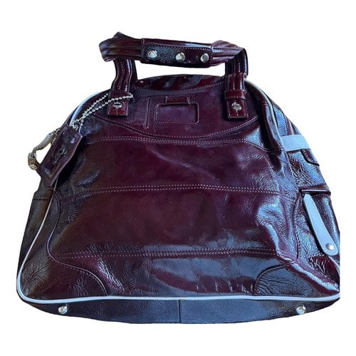 Pre-owned Tod's Patent Leather Handbag In Burgundy
