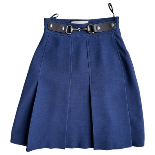 Pre-owned Gucci Wool Mini Skirt In Blue