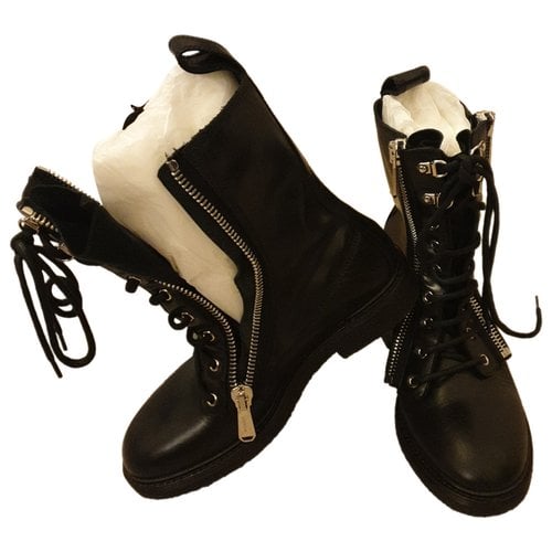 Pre-owned Balmain Leather Biker Boots In Black