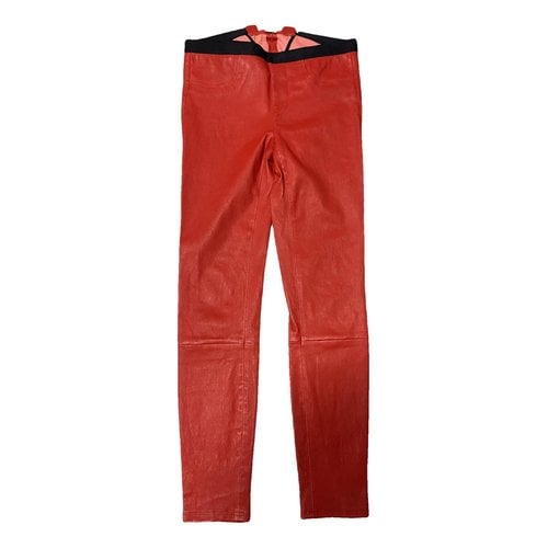 Pre-owned Helmut Lang Leather Leggings In Red