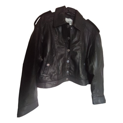 Pre-owned Claudie Pierlot Leather Short Vest In Black