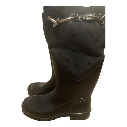 Pre-owned Trussardi Wellington Boots In Black