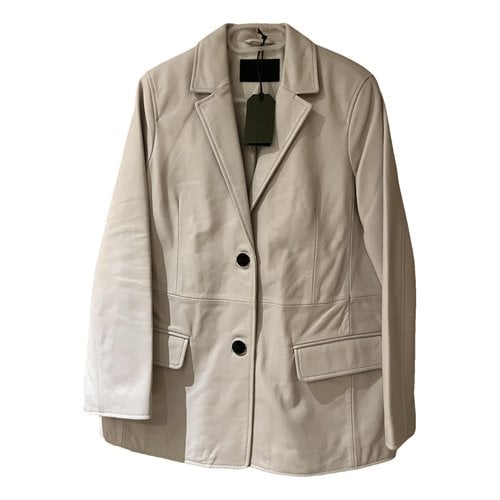 Pre-owned Allsaints Leather Blazer In White