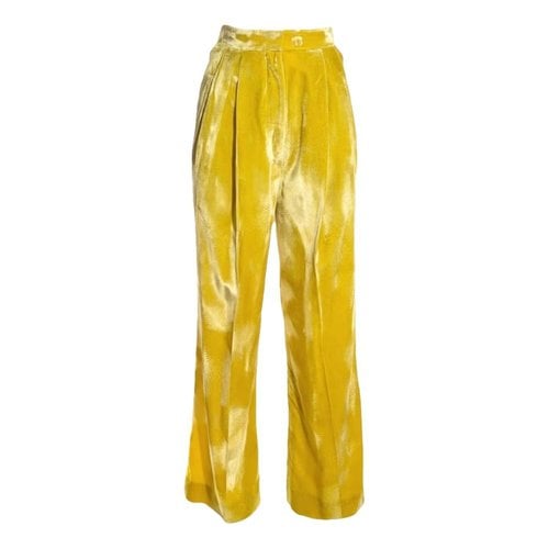 Pre-owned Celine Velvet Chino Pants In Yellow
