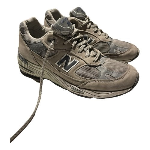 Pre-owned New Balance 991 Leather Low Trainers In Grey