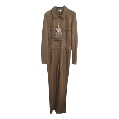Pre-owned Patrizia Pepe Leather Jumpsuit In Camel