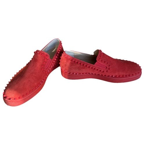 Pre-owned Christian Louboutin Pik Boat Leather Low Trainers In Red