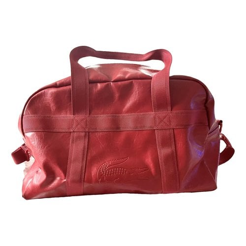 Pre-owned Lacoste Leather Travel Bag In Red