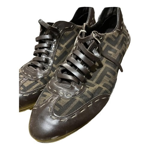 Pre-owned Fendi Leather Lace Ups In Brown