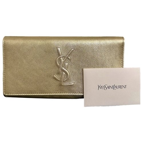 Pre-owned Saint Laurent Leather Wallet In Gold
