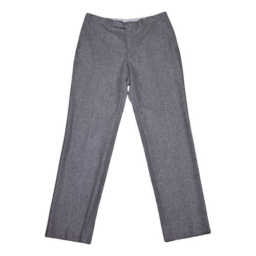 Pre-owned Corneliani Wool Trousers In Grey