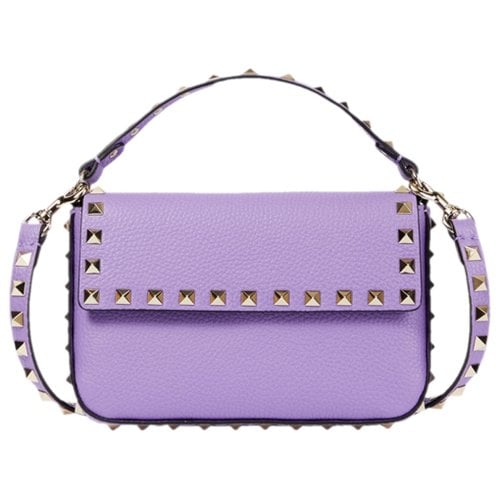Pre-owned Valentino Garavani Rockstud Leather Crossbody Bag In Purple