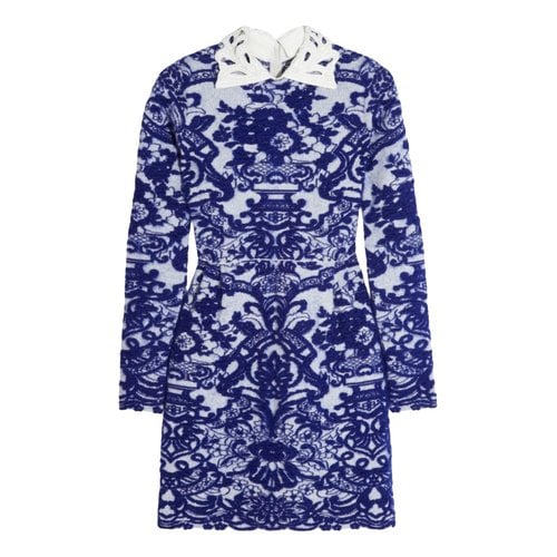 Pre-owned Valentino Wool Mini Dress In Blue