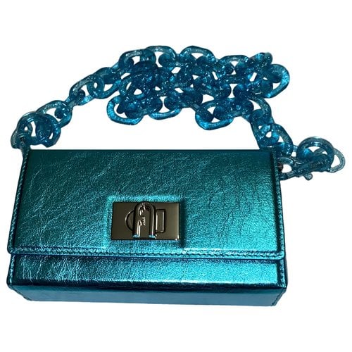 Pre-owned Furla Vegan Leather Mini Bag In Blue