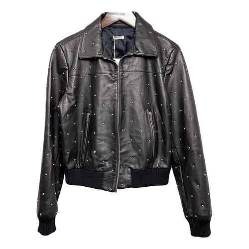 Pre-owned Miu Miu Leather Jacket In Black