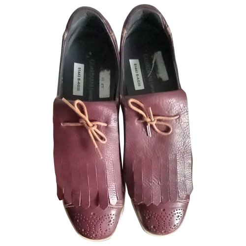 Pre-owned Alberto Guardiani Leather Flats In Burgundy