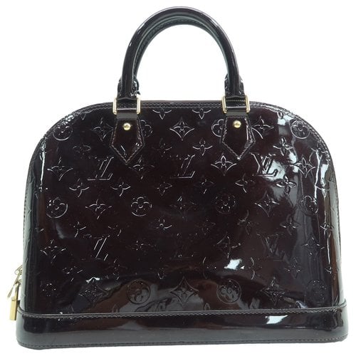 Pre-owned Louis Vuitton Alma Patent Leather Tote In Brown