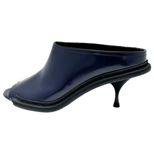 Pre-owned Maison Margiela Leather Mules & Clogs In Navy