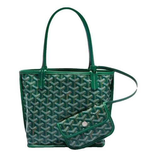 Pre-owned Goyard Anjou Leather Handbag In Green