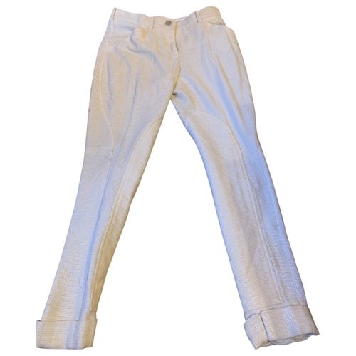 Pre-owned Chanel Cashmere Carot Pants In Ecru