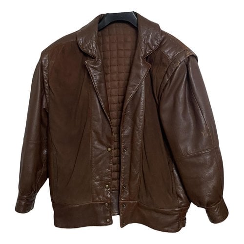 Pre-owned Mabrun Leather Short Vest In Brown