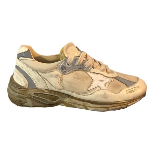 Pre-owned Golden Goose Dad-star Leather Low Trainers In Beige