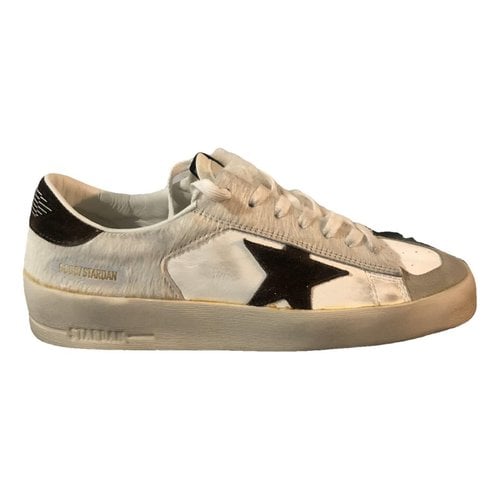 Pre-owned Golden Goose Stardan Leather Low Trainers In Grey