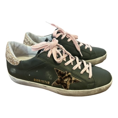 Pre-owned Golden Goose Superstar Leather Trainers In Green
