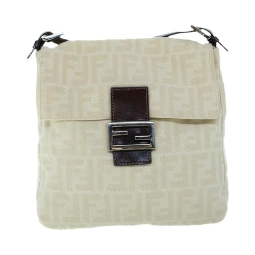 Pre-owned Fendi Mamma Baguette Cloth Handbag In Ecru