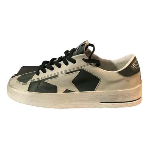 Pre-owned Golden Goose Stardan Leather Low Trainers In Green