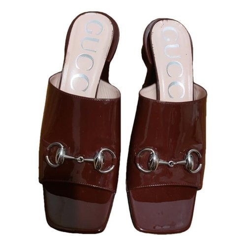 Pre-owned Gucci Patent Leather Sandal In Burgundy