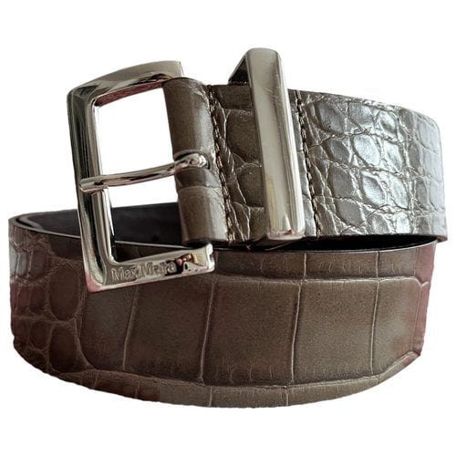 Pre-owned Max Mara Leather Belt In Khaki
