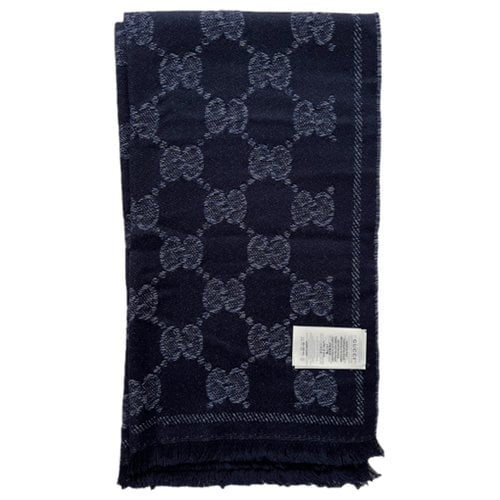 Pre-owned Gucci Wool Scarf In Navy