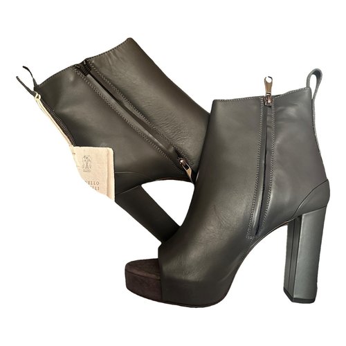 Pre-owned Brunello Cucinelli Leather Heels In Grey