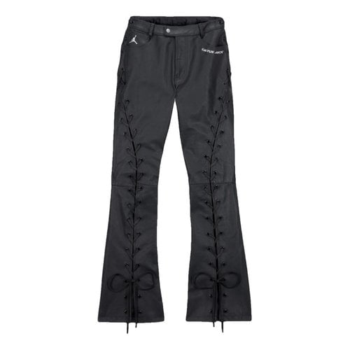 Pre-owned Jordan Leather Trousers In Anthracite