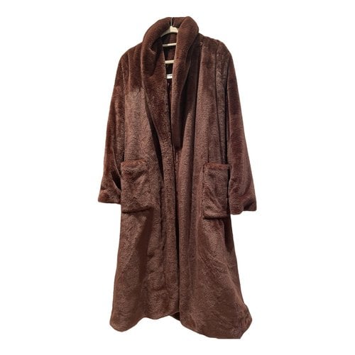 Pre-owned Reformation Faux Fur Coat In Brown