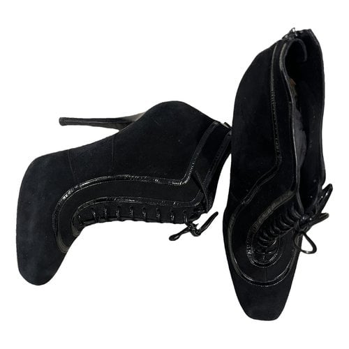 Pre-owned Barbara Bui Velvet Boots In Black