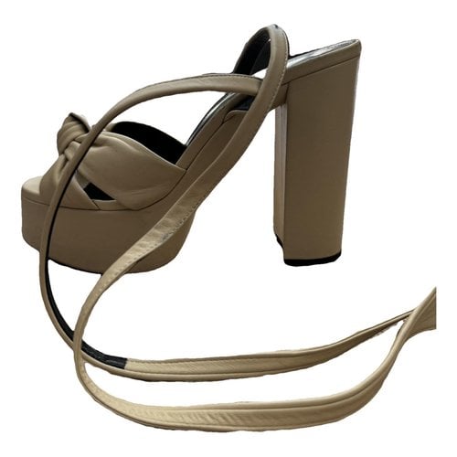 Pre-owned Saint Laurent Bianca Leather Sandals In Beige