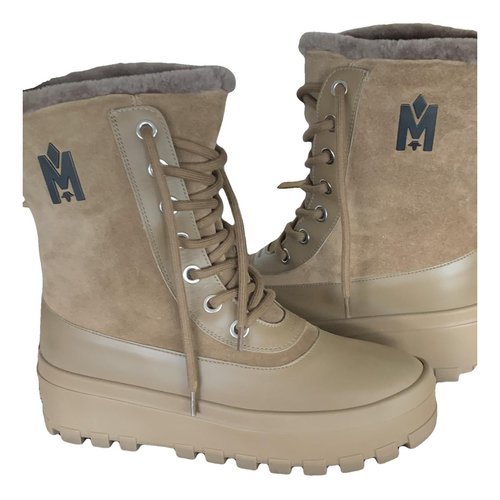Pre-owned Mackage Leather Snow Boots In Camel