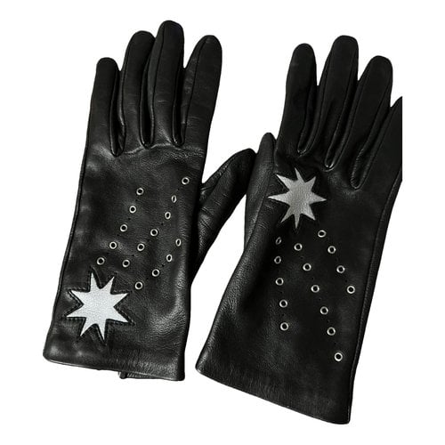 Pre-owned Longchamp Leather Gloves In Black