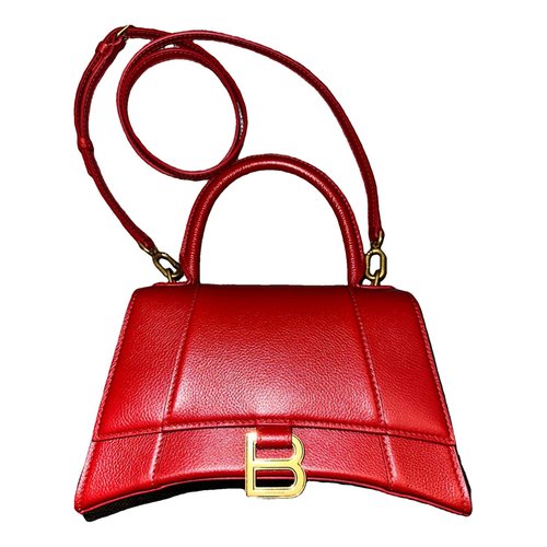 Pre-owned Balenciaga Hourglass Leather Crossbody Bag In Red